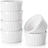 DOWAN 6 oz Ramekins - Oven Safe Ceramic Bowls for Creme Brulee Souffle, Set of 6, Classic White