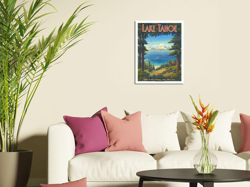 Lake Tahoe California Vintage Travel Poster, Riding Boating Swimming Fishing Hiking Golf, 11x14in Fine Art Print