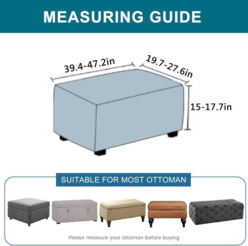 39"-47" 17 KRFOONN Stretch Ottoman Cover Slipcovers Rectangle Fit Length Footrest Stool Covers Printed Ottoman Cover