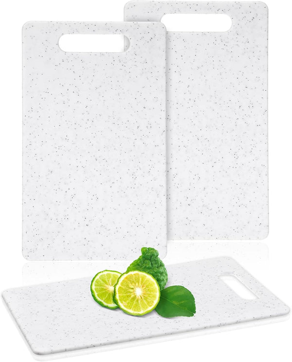 2 Pcs Small Cutting Board Set, Mini Plastic Cutting Board for Kitchen, Dishwasher Safe, Easy Grip (White, 6" x 10")