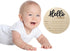 LZEDIRA 5.9 Inch Baby Announcement Sign, Wooden Hello World Newborn Sign Birth Announcement Signs, Hello World Nursery