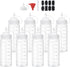 8 Pack 12 oz Plastic Squeeze Squirt Bottles with Cap Lids, Perfect for Condiments, Oil, Icing, Liquids