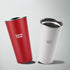 Swiss+Tech 16oz Stainless Steel Cups, 2 Pack Double Wall Pint Glasses, Insulated Tumbler with Lid (Red&White)