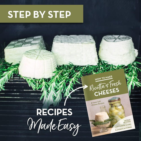 Set 5 Set Easy Cheesemaking | Cheese Molds + Cheese Making Book | Made in Italy | Recipes to Make Ricotta, Paneer