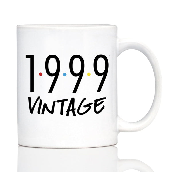 Vintage 1999 - Fun 25th Birthday Coffee Mug Gifts for Men & Women Turning 25 - Retro 11oz White Ceramic Mug