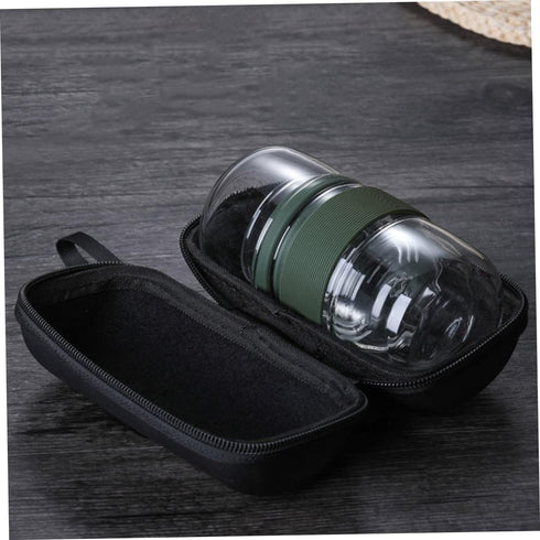Travel Coffee Glass Cup Set, Glass Teapot and Kettle with Infuser, Portable Tea Tumbler Drinking Bottle