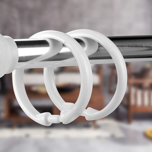 Qulable Shower Curtain Rings 12 Pack Plastic O-Shaped Hooks Glide Easily on Bathroom Shower Rod White