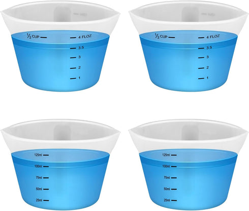 PEUTIER 4pcs Laundry Measuring Cup, 125ml Silicone Liquid Measuring Cups Reusable Washable Laundry