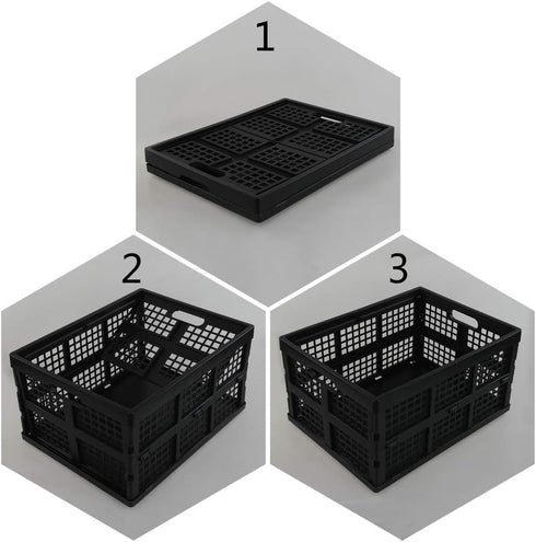 Utiao 34 3 Packs Quart Collapsible Storage Bins, Folding Crate, Milk Crate