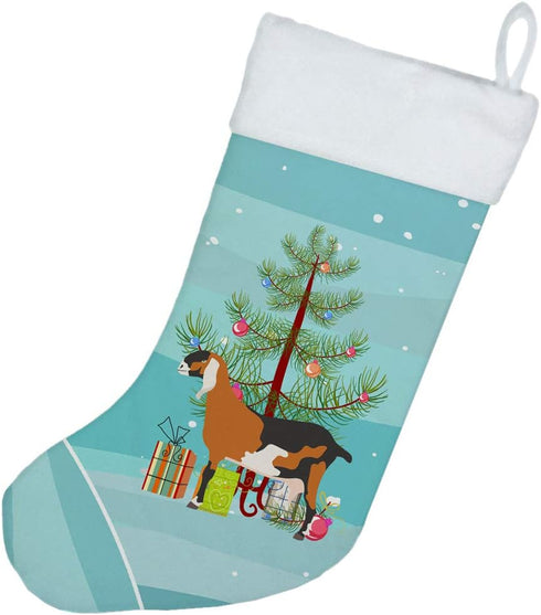 BB9250CS Anglo-Nubian Goat Christmas Stocking by Caroline's Treasures, Teal Fireplace Hanging Stocking for Holiday Decor