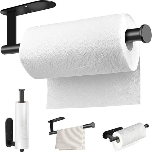 MGahyi Paper Towel Holder Wall Mount, 13.2 inch Stainless Steel Paper Towel Roll Rack for Kitchen, Bathroom (Black)