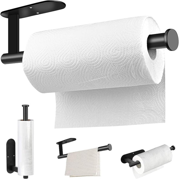 MGahyi Paper Towel Holder Wall Mount, 13.2 inch Stainless Steel Paper Towel Roll Rack for Kitchen, Bathroom (Black)