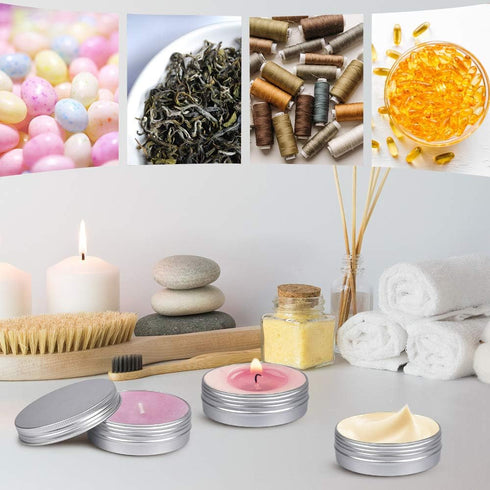 Aluminum Tin Cans, 24pcs 4 OZ Metal Round Tins Containers with 4pcs Stickers & Double-ended Scraper Set for Candle
