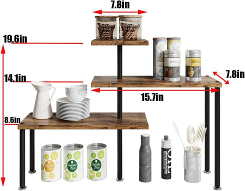 Corner Shelf Countertop Organizer 3 Tier Kitchen Corner Shelves Adjustable Spice Storage Rack for Bathroom Coffee Area Over Sink (Black) by Dazioter