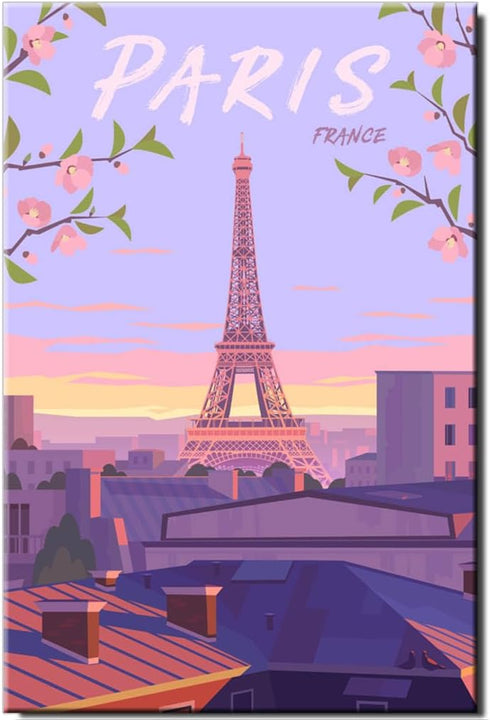 Paris Fridge Magnet, Vintage Poster of Eiffel Tower, France Travel Souvenir