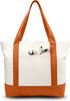 TOPDesign 1-Pack Canvas Tote Bag with External Pocket, Reusable Grocery Shopping Bag, Top Zipper Closure, Daily