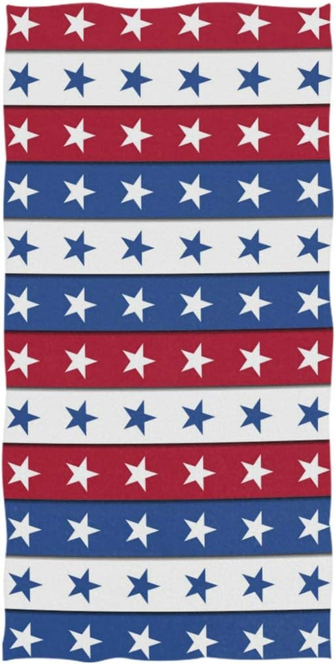Naanle Stylish Independence Day USA 4th of July Stars Stripes Soft Large Hand Towels for Bathroom, Hotel, Gym (16" x