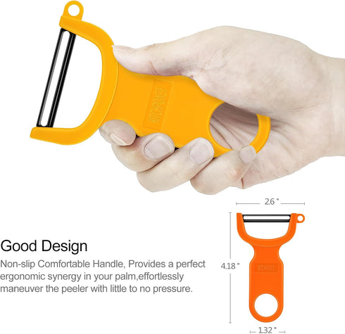 Original Vegetable Peeler Set, 3-Pack Potato Peelers with Carbon Steel Blades in Orange, Blue, Yellow