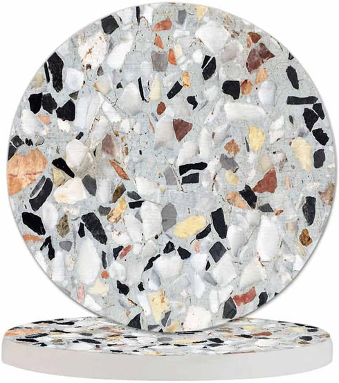 Pznen Surface of Terrazzo Floor Texture Coasters for Drinks 2 Pack Antique Beautiful