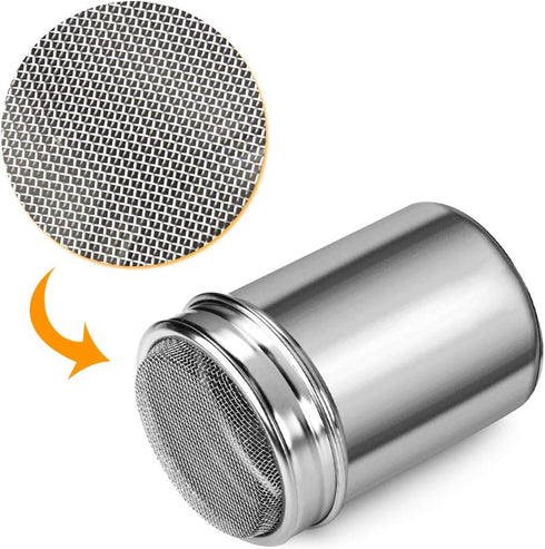 Accmor 6 1 Pack Powdered Sugar Shaker Duster, Cinnamon Shaker Flour Shaker Sifter, Fine Mesh Stainless Steel Dredge