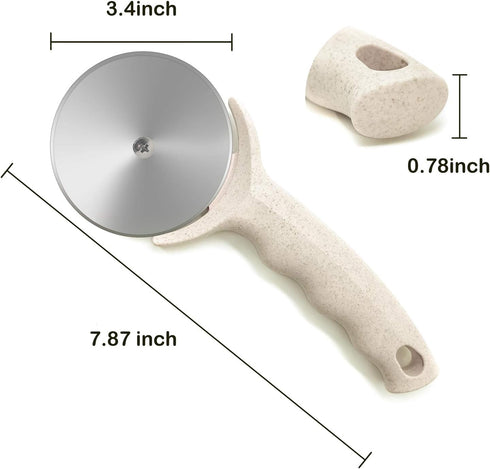 Pizza Cutter Wheel, Stainless Steel Slicer with Cover, Super Sharp and Dishwasher Safe, Beige