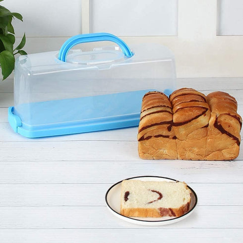 2 Pack Plastic Loaf Cake Storage Container, Bread Keeper for Banana and Pumpkin Bread, Blue