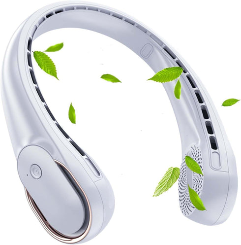 Portable Bladeless Neck Fan - USB Rechargeable 4000mAh Battery Operated, 360° Cooling for Women and Men