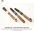 MAGNET Professional Coffee Grinder Cleaning Brush, Natural Bristle with Magnetic Snap, Walnut Handle