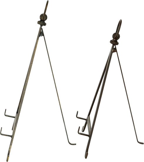 Deco 79 Metal Tabletop Display Easel with Foldable Stand, Set of 2, 13", 15"H, Bronze