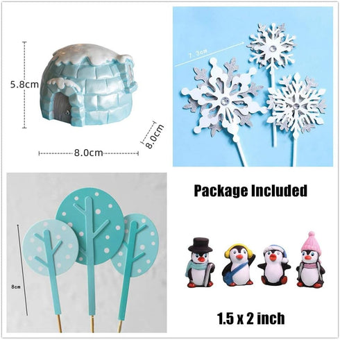 JeVenis Winter Penguin Cake Decoration - Snowflake Supplies for Onederland Party