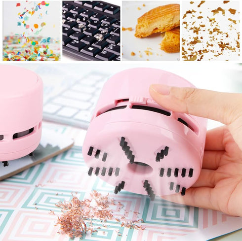 FineInno Mini Crumb Vacuum Cleaner, Portable Desktop Sweeper for Home, Office, Cars, Pet Hairs (No Battery)