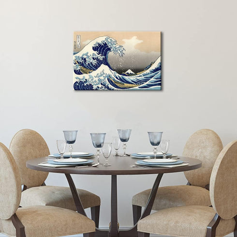 Wieco Art Great Wave of Kanagawa Canvas Prints, Stretched and Framed Modern Artwork for Home Office Decor