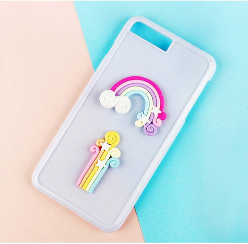 Fewo Rainbow and Cloud Fondant Molds, Silicone Gum Paste Polymer Clay Resin Sugar Craft Mould (Set of 2)