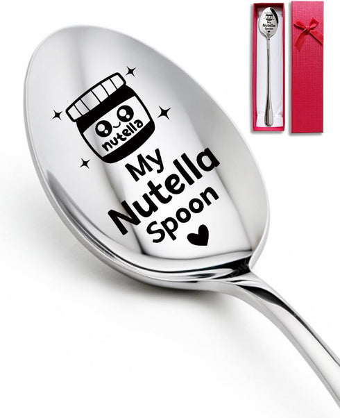 My Nutella Spoon, Funny Engraved Stainless Steel Dessert Spoon, Ice Cream Spoon Gifts for Nutella Lovers