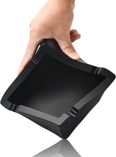 Large Black Cigar Ashtray for Cigarettes, Dual-use Unbreakable Silicone Ashtray for Outdoor/Indoor Home Decor