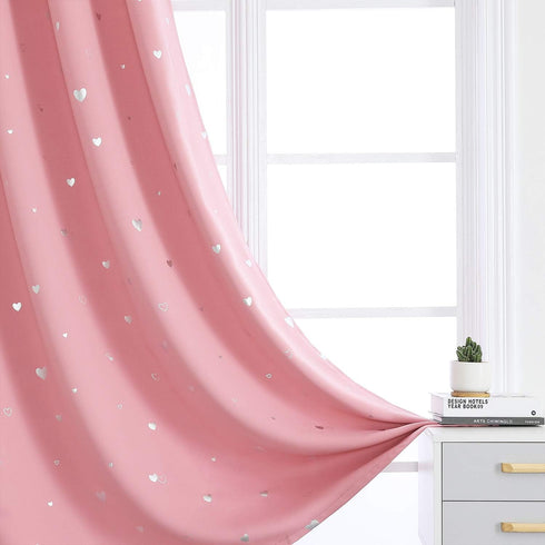 Grommet 2 pink/52Wx108L SMILE WEAVER Pink Kids Curtains for Girls Bedroom Silver Print Window Drapes Soft Thick Thermal
