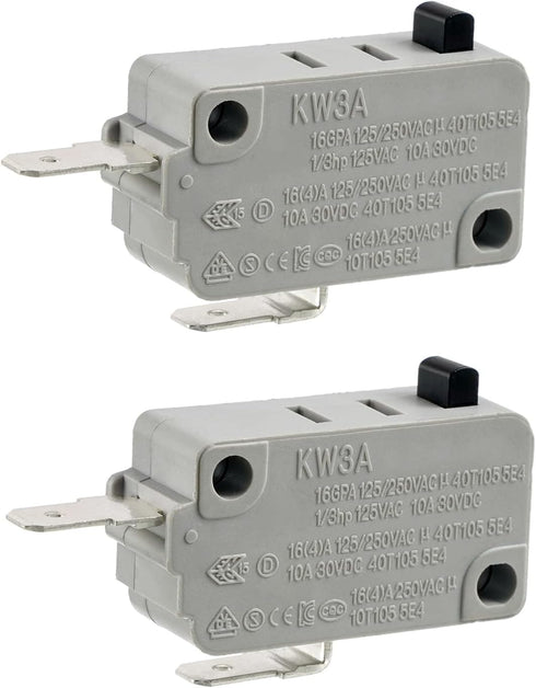 BOJACK Microwave Oven Door Switch KW3A, 16A 125/250 V, Pack of 2 Normally Closed Switches.