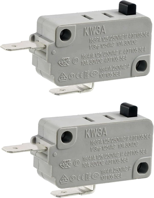 BOJACK Microwave Oven Door Switch KW3A, 16A 125/250 V, Pack of 2 Normally Closed Switches.