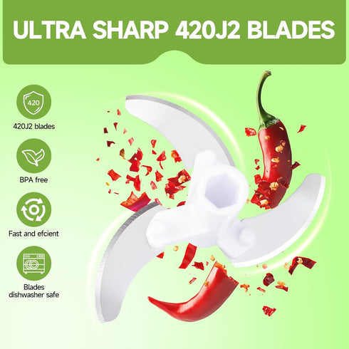 500ml,Gray-green Manual Food Processor Vegetable Chopper, Portable Hand Pull String Garlic Mincer Onion Cutter