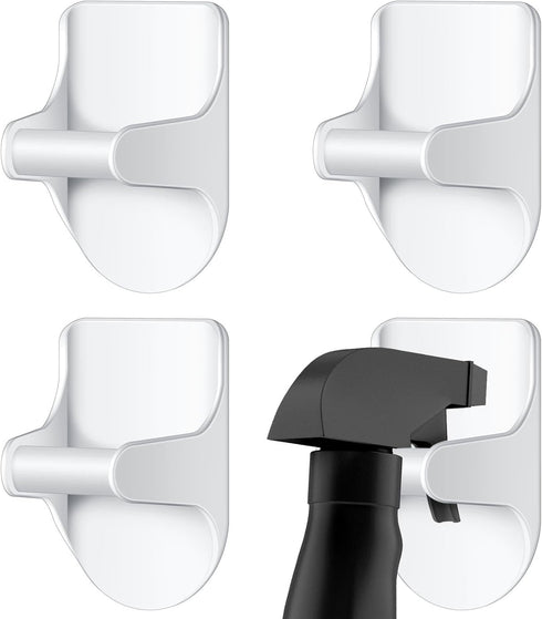 Taiyin 4 Pcs Wall Mount Spray Bottle Hooks, Adhesive Hook for Storage Space, Kitchen Organizer Hanger