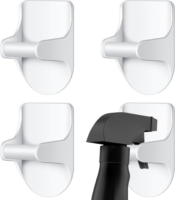 Taiyin 4 Pcs Wall Mount Spray Bottle Hooks, Adhesive Hook for Storage Space, Kitchen Organizer Hanger