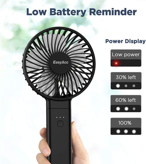 EasyAcc Handheld Fan, Mini Portable Battery Fan, USB Desk Fan with 4 Speeds, Strong Winds for Home Office Outdoor