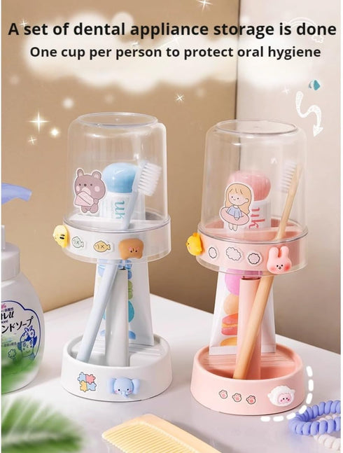 POMN Kids Toothbrushes Holder with Cute Cup, with Kawaii Badge Sticker, Electric Toothbrush Holder for Kids Toddler