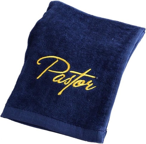 Swanson Christian Products Embroidered Hand Towels for Pastor, Navy