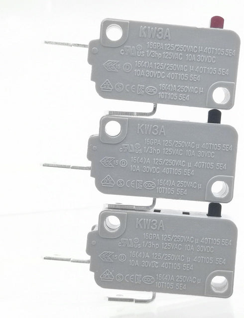 KW3A Microwave Oven Door Switch, 16A 125/250V, Door Interloc (2 Normally Open, 1 Normally Closes)