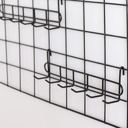 FRIADE 2 Pack Storage Hooks Rack, Iron Wire Grid Hooks for Wall Mount Storage and Display (Black)