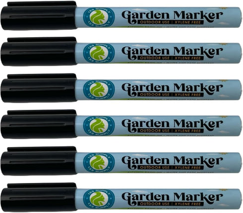 133 SUPPLY 6 Pack Garden Marker Pen Permanent Markers Black (UV Fade Resistant Marker