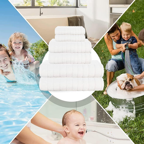 6Pcs 100% Set- 600GSM, 2Bath 2Hand 2Washcloths, Set CASA COPENHAGEN Ecstatic Egyptian Cotton Large Designer Towels Gift