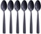 Matte Black Dinner Spoon Set of 6, FULLYWARE 8.0 inches Stainless Steel Black Silverware, Satin Finish