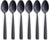 Matte Black Dinner Spoon Set of 6, FULLYWARE 8.0 inches Stainless Steel Black Silverware, Satin Finish